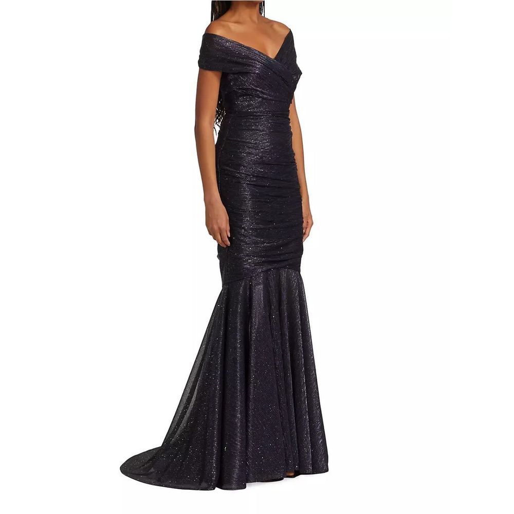 Talbot Runhof Women's Tokara Off-the-shoulder Ruched Stretch-lurex Gown